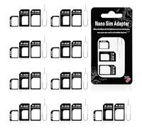 Lot de 10 adaptateurs Nano SIM 4 en 1 - Kit complet - Adaptateur de carte SIM - Avec broche d'éjection SIM - Compatible avec smartphone, téléphone portable et tablette