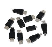 Lot de 10 adaptateurs OTG 5 broches F/pour M - Convertisseur USB mâle vers femelle - Connecteur USB pour téléphones et ordinateurs - Adaptateur de câble d'extension - Lecteur de cartes - Câble de base