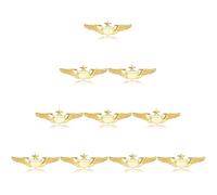 Lot de 10 ailes de pilote en alliage doré pour chapeau chemise uniforme costume de pilote 5,8 cm, Medium, Acier allié, Pas de gemme