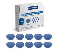 Lot de 10 aimants de la série Basic - 38 mm - Bleu - Force d'adhérence : 1500 g