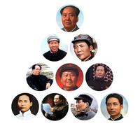 Lot de 10 aimants de réfrigérateur Mao Zedong en verre de cristal de 2,5 cm - Figurines historiques socialistes - Aimants de réfrigérateur pour surfaces métalliques de réfrigérateur