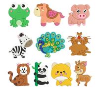 Lot de 10 aimants de réfrigérateur pour tout-petits de 1 à 3 ans - Amis animaux en caoutchouc magnétique - Aimants adaptés à l'apprentissage et au jeu pour enfants