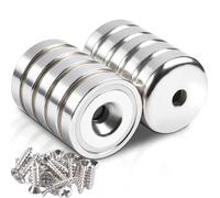 Lot de 10 aimants en néodyme extra puissants avec trou et capsule - 10 kg - 20 x 7 mm - Aimants puissants en néodyme - Avec vis