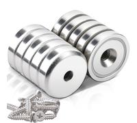 Lot de 10 aimants en néodyme extra puissants avec trou et capsule - 20 kg - 25 x 7 mm - Aimants puissants en néodyme - Avec vis