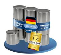 Lot de 10 aimants en néodyme extra puissants ronds - Diamètre : 12 x 10 mm - Aimants puissants - Superaimants - Force d'adhérence : environ 5 kg - Pour tableau blanc, tableau d'affichage, atelier