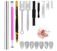 Lot de 10 aimants pour ongles œil de chat, aimants pour ongles pour nail art, ongles œil de chat, stylo puissant 3D, tige magnétique, outil de manucure, tige magnétique à double tête pour faire des