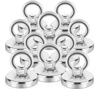 Lot de 10 aimants puissants en néodyme - 45 kg - Aimants de pêche magnétiques extra puissants - 32 mm - Avec trou - Pour la maison, l'atelier, la montagne d'étang, la pêche magnétique dans les lacs