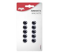 Lot De 10 Aimants Ronds Diamètre De 12 Mm - Noir - Sign