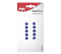 Lot De 10 Aimants Ronds Diamètre De 9 Mm - Bleu - Sign