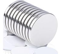 Lot de 10 aimants ronds puissants 32 mm x 2 mm plats pour réfrigérateur avec autocollants, petits aimants en néodyme pour travaux manuels, tableau blanc pour cuisine