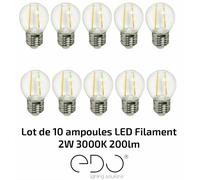 Lot de 10 ampoules décoratives LARI LED Filament G45 E27 2W 3000K 200lm EDO