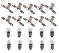 Lot de 10 ampoules E10 3,8 V 0,3 A et 10 supports de lampe E10 - Kit électrique pour travaux manuels et école pour expériences de circuits électriques. Kit de construction électrique (10)