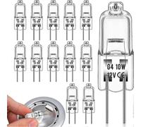 Lot de 10 ampoules halogènes G4 10 W 12 V, capsule transparente, culot à 2 broches, blanc chaud, intensité