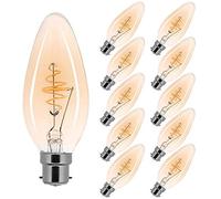 Lot de 10 ampoules LED à filament spiralé - 2,5 W - Or - Extra blanc chaud - 2 000 K (bougie B22)