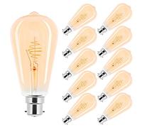 Lot de 10 ampoules LED à filament spiralé - 2,5 W - Or - Extra blanc chaud - 2 000 K (Edison B22)