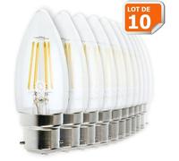 Lot de 10 Ampoules Led Flamme 4 watt (éq. 42 Watt) Culot B22 à baïonnette