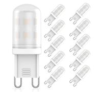Lot de 10 ampoules LED G9 2 W équivalentes aux ampoules halogènes G9 20 W-28 W, blanc chaud 2700 K, angle de faisceau 360°, CA 220 V-240 V, IRC 83+, sans scintillement, non dimmable, économie