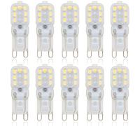 Lot de 10 ampoules LED G9 - Sans scintillement - 220 lm - 14 LED SMD 2835 - 2,5 W - Remplace les ampoules halogènes de 20 W - Blanc chaud 6000 K - Ampoule LED G9 - 220 V - Classe énergétique A + +