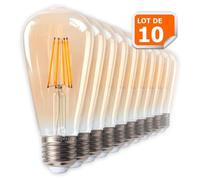 Lot de 10 Ampoules LED Style Vintage Teardrop ST64 Doré 7 Watts Blanc Très Chaud Culot E27