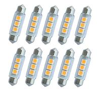 Lot de 10 ampoules navettes 3 LED 5050 SMD pour intérieur de voiture Blanc chaud 42 mm