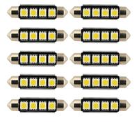 Lot de 10 ampoules navettes LED 12 V 43 mm blanc intérieur de rechange éclairage blanc chaud, rouge, blanc froid, rose, bleu, jaune (blanc chaud)