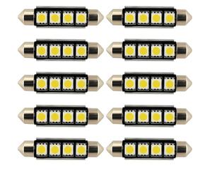 Lot de 10 ampoules navettes LED 12 V 43 mm blanc intérieur de rechange éclairage blanc chaud, rouge, blanc froid, rose, bleu, jaune (blanc chaud)