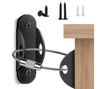 Lot de 10 ancrages de meubles en métal noir anti-basculement pour meubles - Kit d'ancrage mural pour meubles - Empêche les chutes d'armoires tremblements de terre - Sangles de meubles pour sécurité de