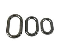 Lot de 10 Anneaux à Ressort ovales en métal - Clips à Boucle ouvrable for Sacs à Main, Porte-clés et Accessoires(Gunblack,16mm)
