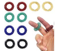 Lot de 10 Anneaux de Massage Pour Les Doigts - Bagues D'acupression Sensorielles à picots, Anneaux de Massage des Doigts, Bague Accupression pour réduire le stress et masser silence - 5 couleurs