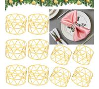 Lot de 10 anneaux de serviette en métal Hollow Out - Pour mariage, dîner (doré)
