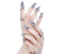 Lot de 10 anneaux d'ongles pour femme - Ouverture réglable - Accessoire pour nail art - Accessoire de décoration d'ongles - Griffe - Pour femme - Le cadeau idéal (violet)