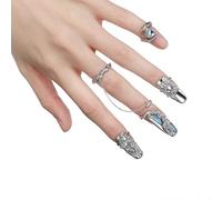 Lot de 10 anneaux d'ongles pour femme - Ouverture réglable - Accessoire pour nail art - Accessoire de décoration d'ongles - Griffe - Pour femme - Le cadeau idéal (bleu)