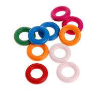 Lot de 10 anneaux en bois naturel à mâcher pour oiseaux - Anneaux colorés en bois - Pour perroquet d'oiseau - Mélange de couleurs - Gris africain - Petits perroquets - Grands oiseaux - Conure Macaw