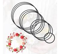 Lot de 10 anneaux en métal pour le bricolage, anneaux en métal noir, anneaux décoratifs à suspendre 5 cm, 10 cm, 15 cm, 20 cm pour couronne de mariage, macramé, technique d'enroulement, anneaux