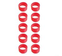 Lot de 10 anneaux fixes en silicone pour raquette de tennis et de pickleball, ajustement sûr, empêche le glissement, accessoire réutilisable pour les joueurs (rouge)