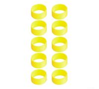 Lot de 10 anneaux fixes en silicone pour raquette de tennis et de pickleball, ajustement sûr, empêche le glissement, accessoire réutilisable pour les joueurs (jaune)