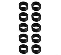Lot de 10 anneaux fixes en silicone pour raquette de tennis, squash, pickleball pour maintenir le positionnement de la bande antidérapante (noir)