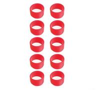 Lot de 10 anneaux fixes en silicone pour raquette de tennis, squash, pickleball pour maintenir le positionnement de la bande antidérapante (rouge)