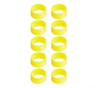 Lot de 10 anneaux fixes en silicone pour raquette de tennis, squash, pickleball pour maintenir le positionnement de la bande antidérapante (jaune)