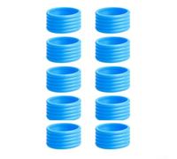 Lot de 10 anneaux fixes en silicone pour raquette de tennis, squash, pickleball pour maintenir le positionnement de la bande antidérapante (bleu)