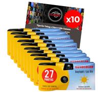 Lot de 10 appareils photo jetables avec appareil photo Novocolor lumière du jour à usage unique 27 poses et carte de conseils pour photographie Clikoze