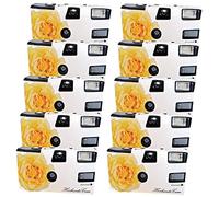 Lot de 10 appareils Photo jetables de Mariage « Rose Blanche » avec Flash (27 Photos 400 ASA)