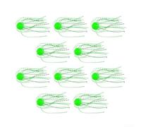 Lot de 10 appâts flottants souples phosphorescents avec structure oursin et moustaches pour bar, optimisés pour lacs, rivières, réservoirs et étangs de pêche (petit vert)