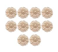 Lot de 10 appliques florales rondes en bois massif fabriquées à la main pour décoration d'intérieur