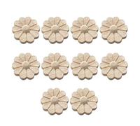 Lot de 10 appliques florales rondes en bois massif fabriquées à la main pour décoration d'intérieur