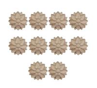 Lot de 10 appliques florales rondes en bois massif fabriquées à la main pour décoration d'intérieur