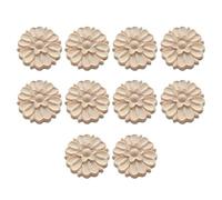 Lot de 10 appliques florales rondes en bois massif fabriquées à la main pour décoration d'intérieur, faciles à installer