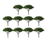 Lot de 10 arbres de modélisme 5 cm Accessoires de paysage miniature pour chemin de fer Diorama bac à sable Architecture Modèle réaliste vert orange réutilisable