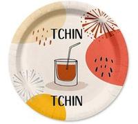 Lot de 10 Assiettes en Carton "Tchin" 18cm Multicolore Multicolore G