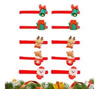 Lot de 10 attaches de Noël en caoutchouc souple pour cheveux - Élastiques - N'abîment pas les cheveux - Fournitures de beauté extensibles et douces - Supports antidérapants festifs - Élastiques à